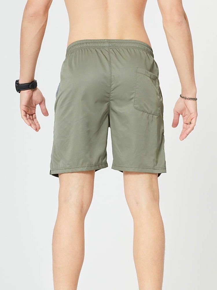 Straight Pocket Casual Lace-up Shorts For Menn