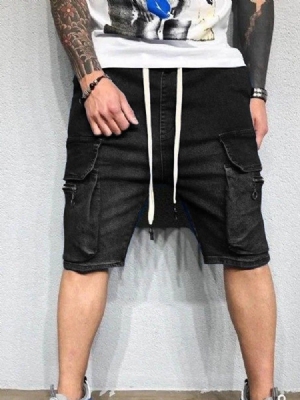 Straight Pocket Lace-up Casual Shorts For Menn