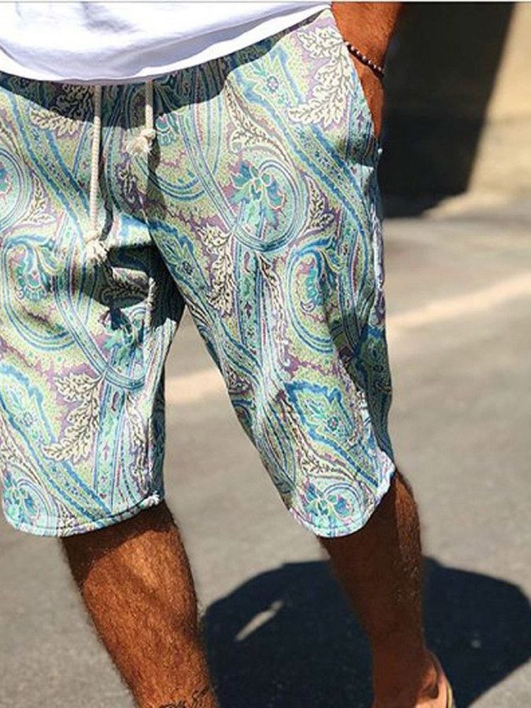 Straight Print Menns Casual Shorts