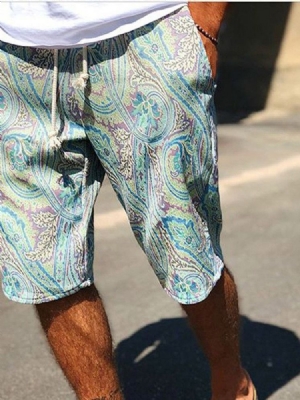 Straight Print Menns Casual Shorts