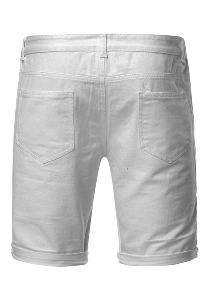 Vanlig Rett Hull Midt Midje Casual Menns Shorts