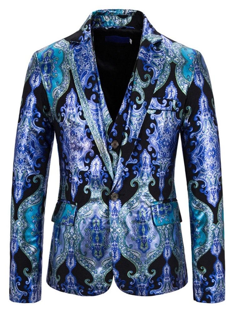 Blazer Print One Button Herre Dress Suit