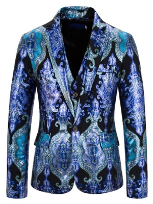 Blazer Print One Button Herre Dress Suit