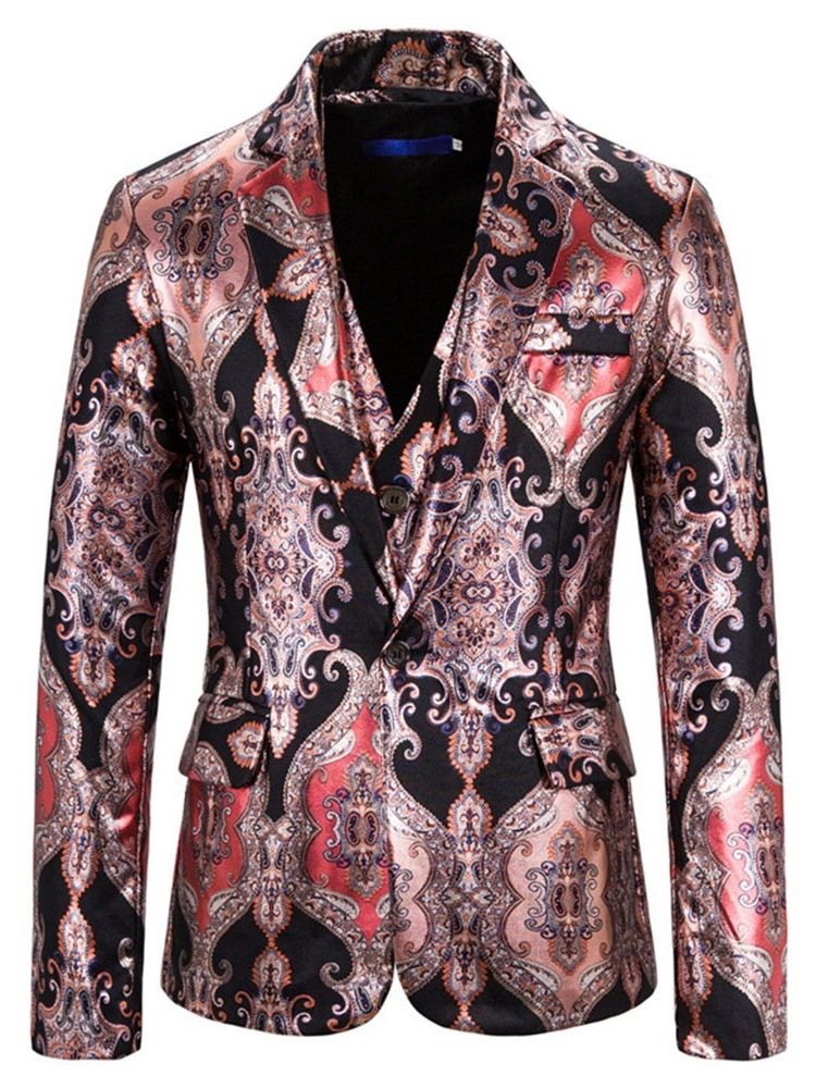 Blazer Print One Button Herre Dress Suit