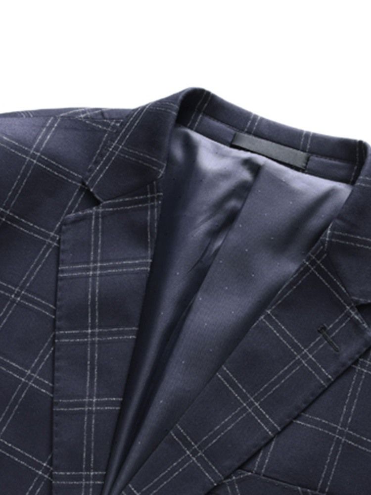 Fashion Plaid Blazer Mens Dress Suit