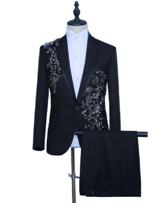 Floral Pants Button Mens Dress Suit