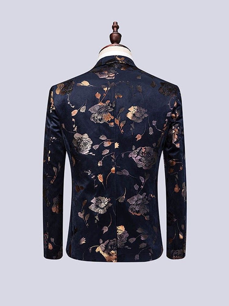 Floral Print Herre 3 Stykker Uformell Festdrakt