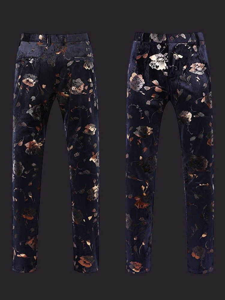 Floral Print Herre 3 Stykker Uformell Festdrakt