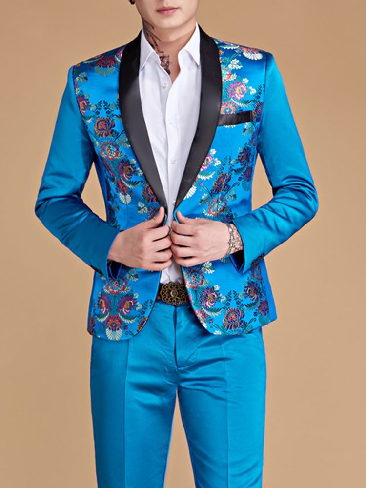 Herre Print Casual Suit Blazer Pants