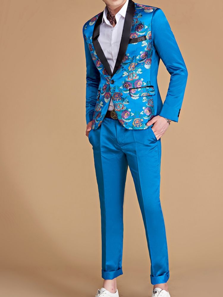 Herre Print Casual Suit Blazer Pants