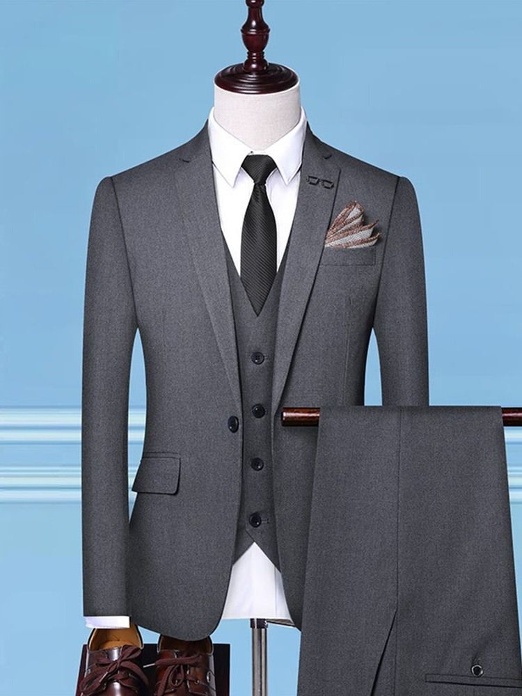 One Button Blazer Plain Mens Dress Suit