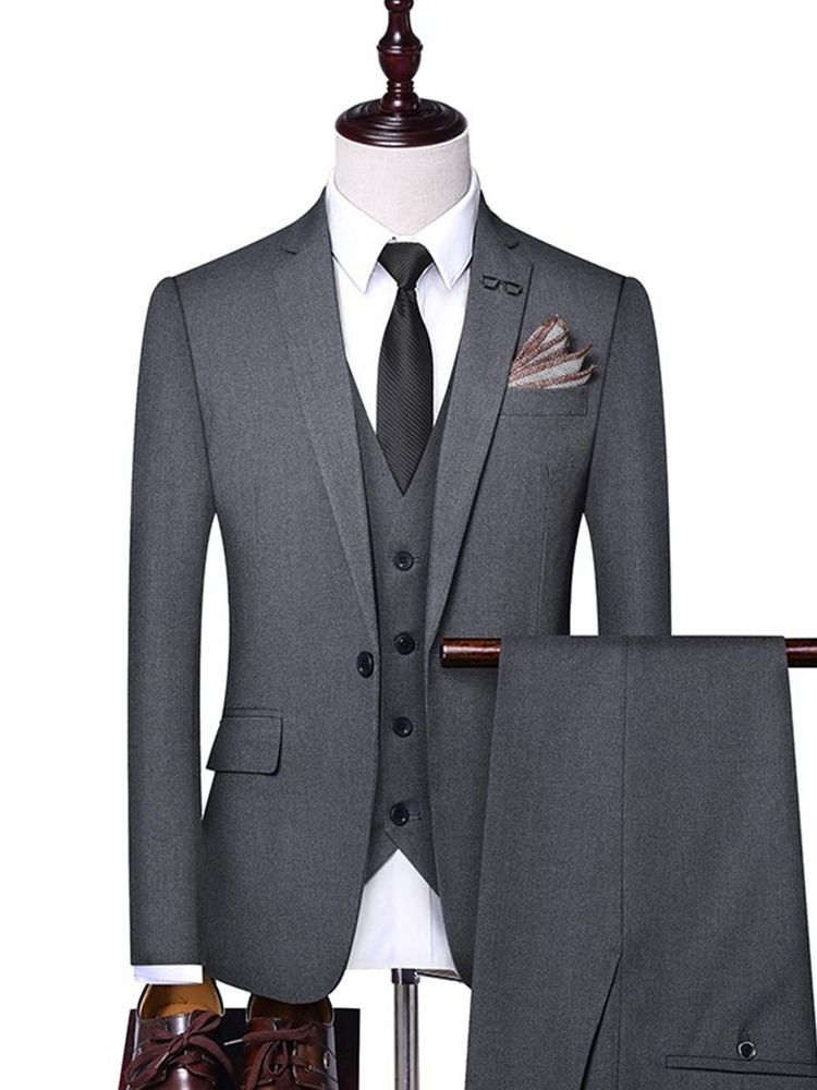 One Button Blazer Plain Mens Dress Suit