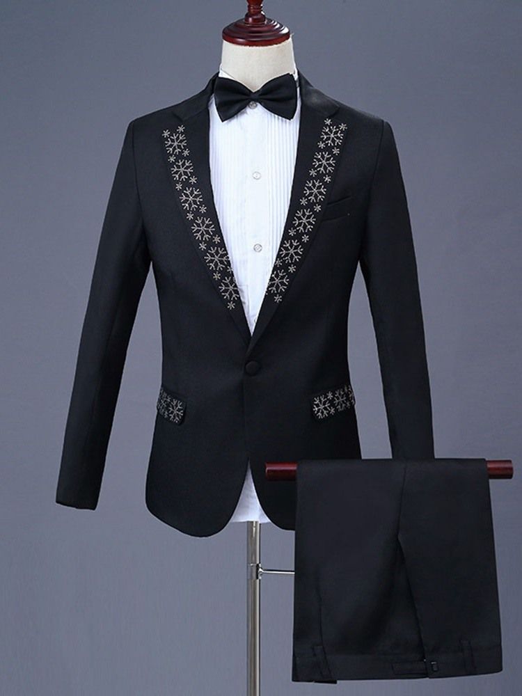 One Button Diamond Blazer Pants Mens Party Dress Suit