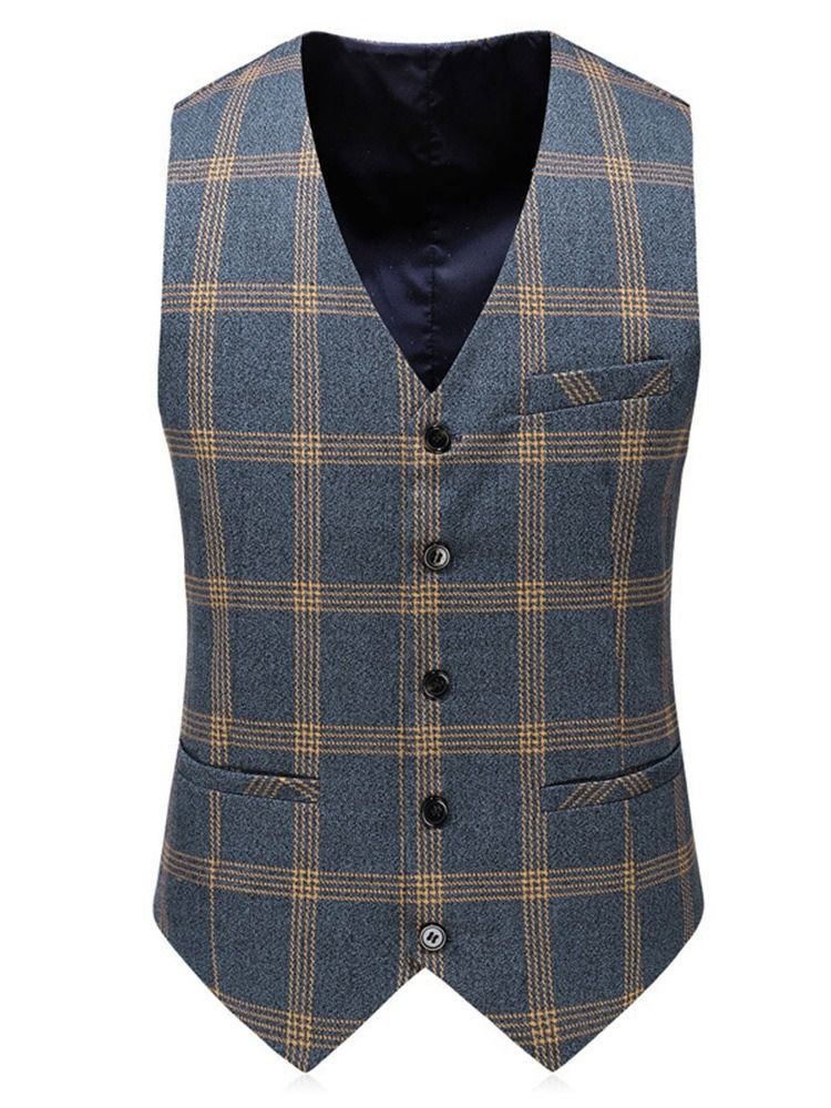 Plaid One Button Fashion Men Dress Dress