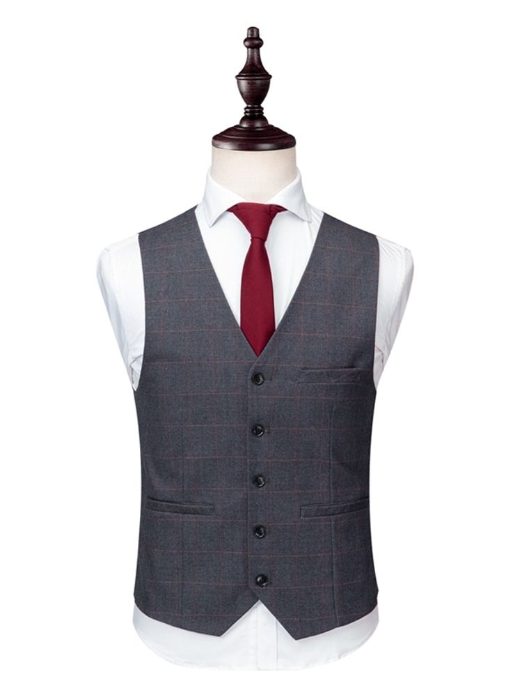 Plaid Two Button 3 Pieces Mens Casual Business Suits