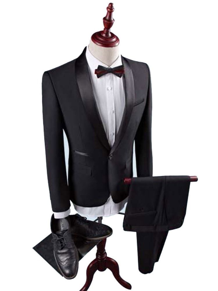 Plain One Button Shawl Collar Mens Party Wedding Suit