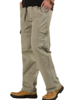 Plain Overall Pocket Casual Mid Waist Herre Casual Bukser