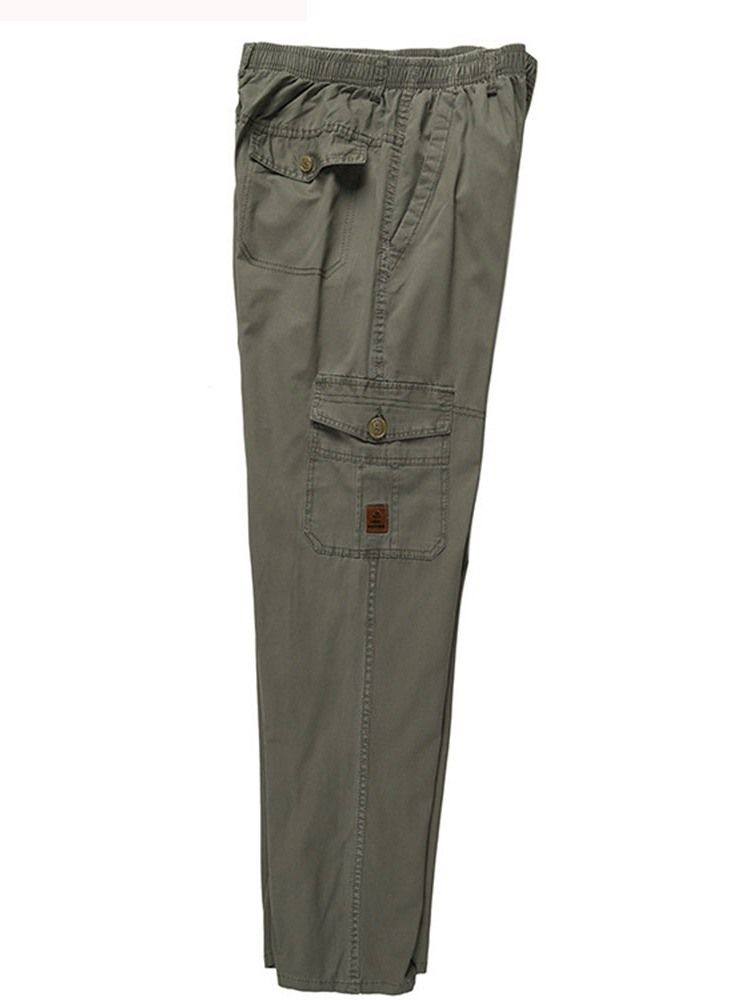 Plain Overall Pocket Casual Mid Waist Herre Casual Bukser