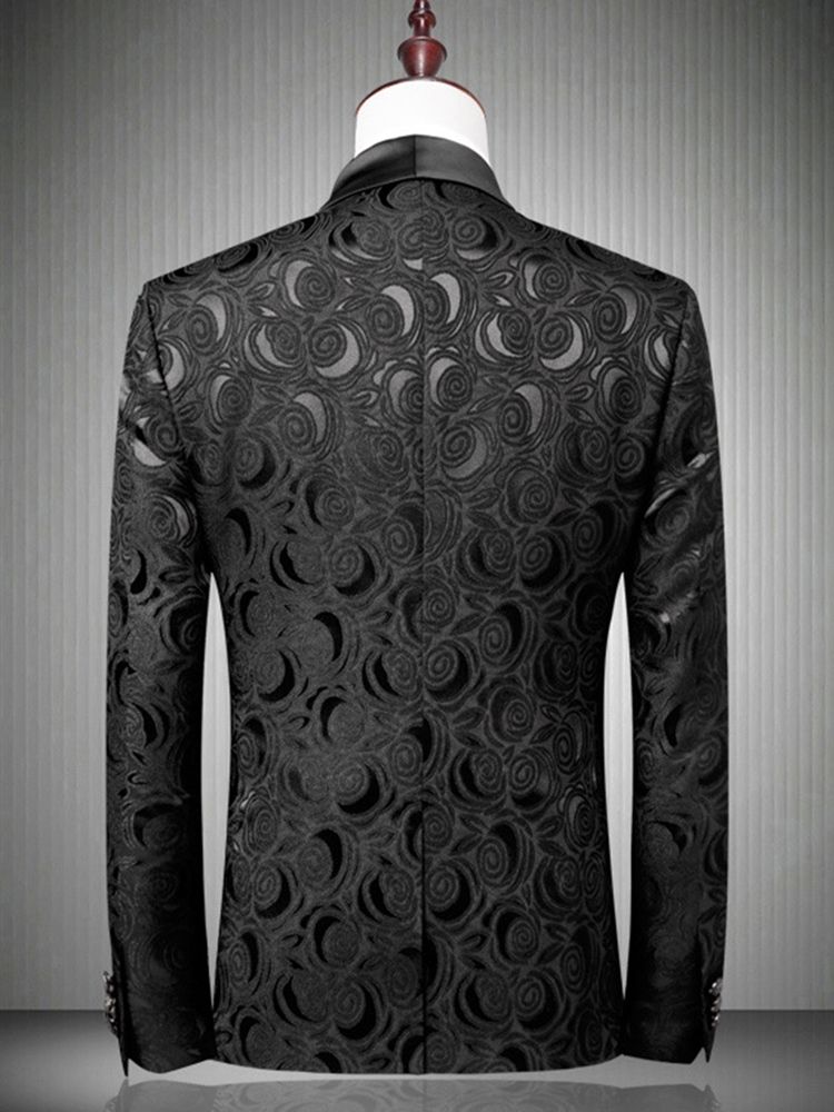 Printed One Button Mens Black Wedding Ball Suits