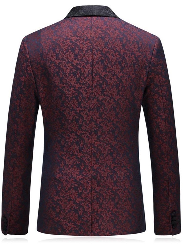 Red Printed Shawl Collar Mens 3 Pieces Suits