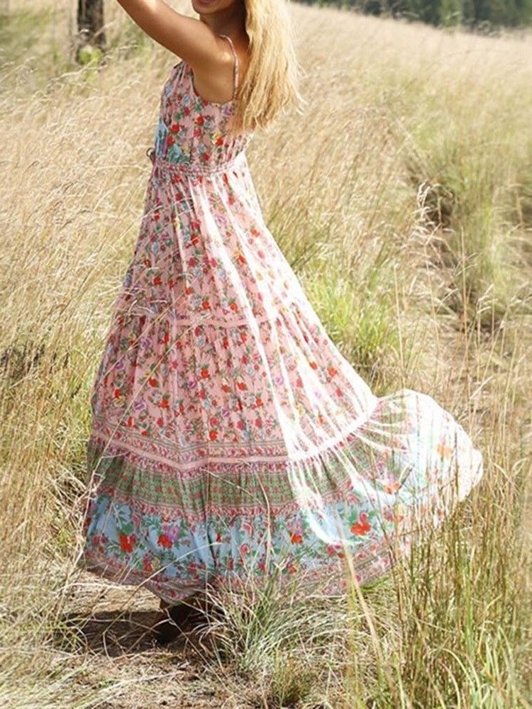 Bohemian Expansion Dame Ankle-length Pleated Floral Travel Look Dress