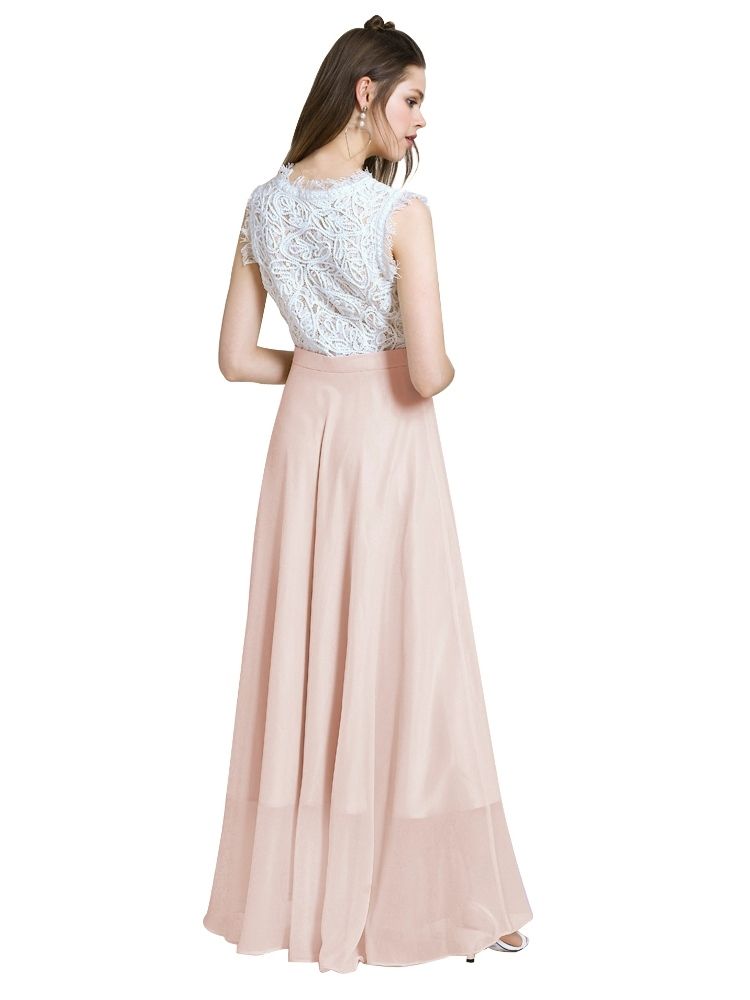 Dame Lace Mesh Patchwork Expansion Maxi Dress Wedding Guest Dress