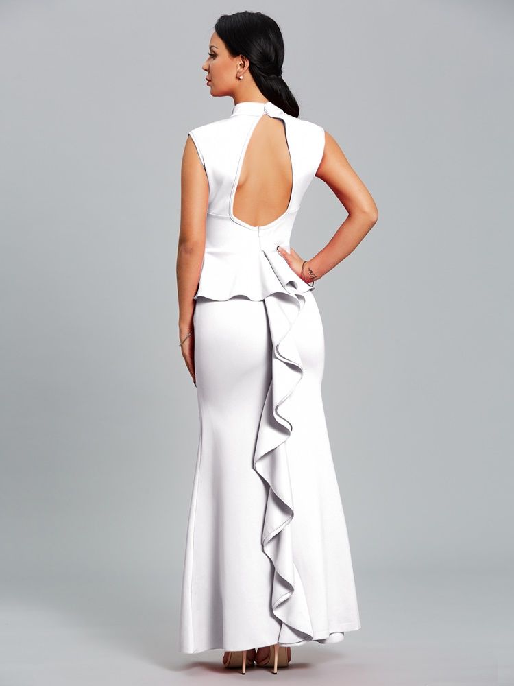 Hollow Backless Mermaid Maxi Dress For Kvinner