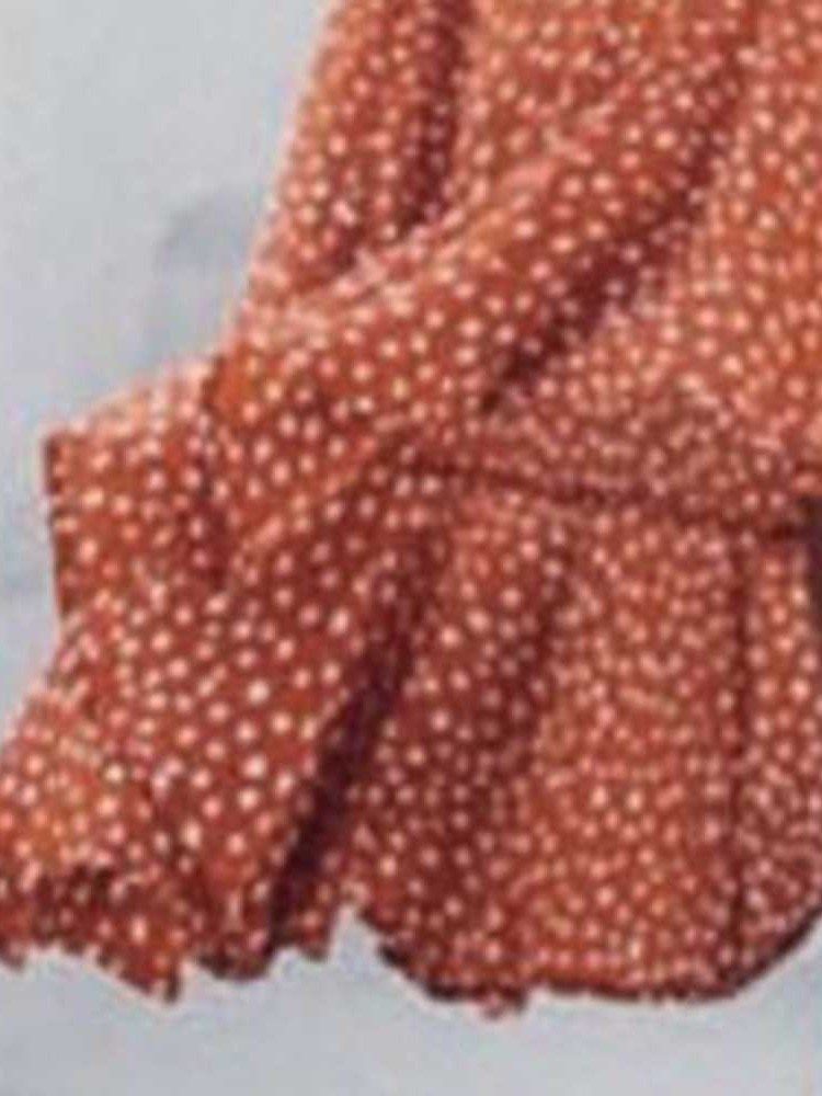 Polka Dots Asymmetrisk Gulvlengde Ermeløs V-hals Sommerkjole