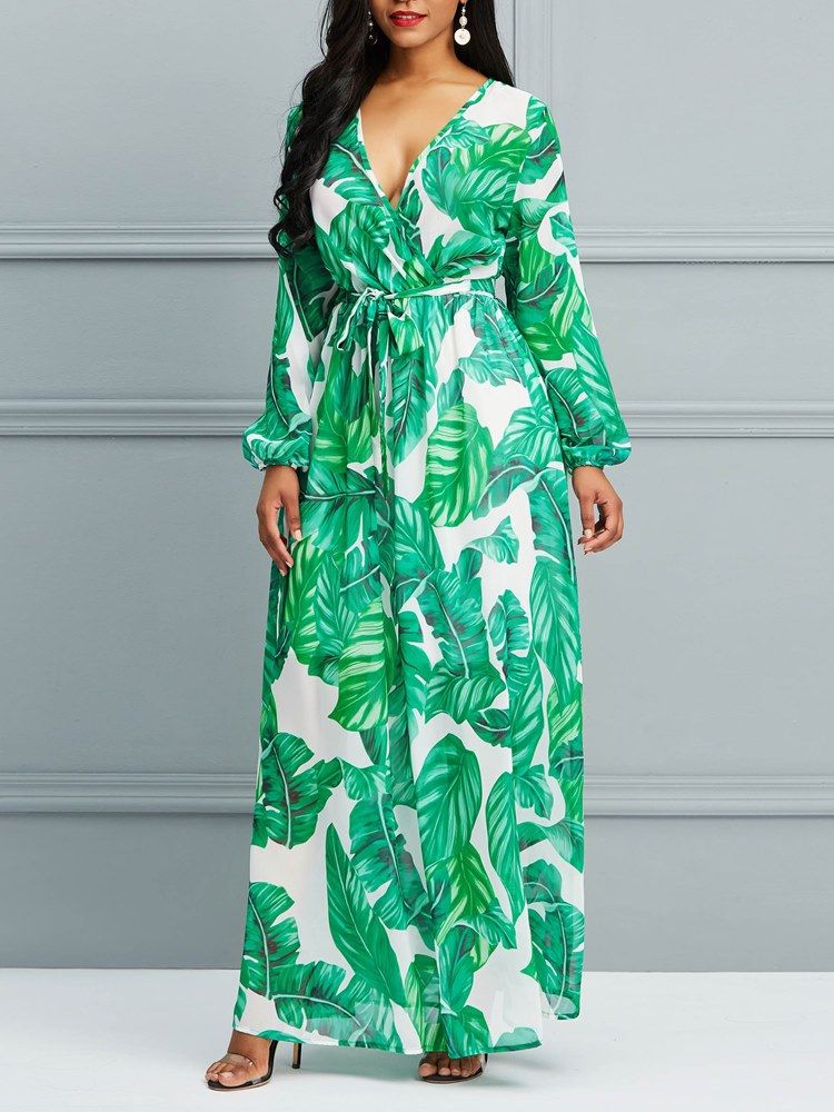 Print Lantern Sleeve Dame Dress