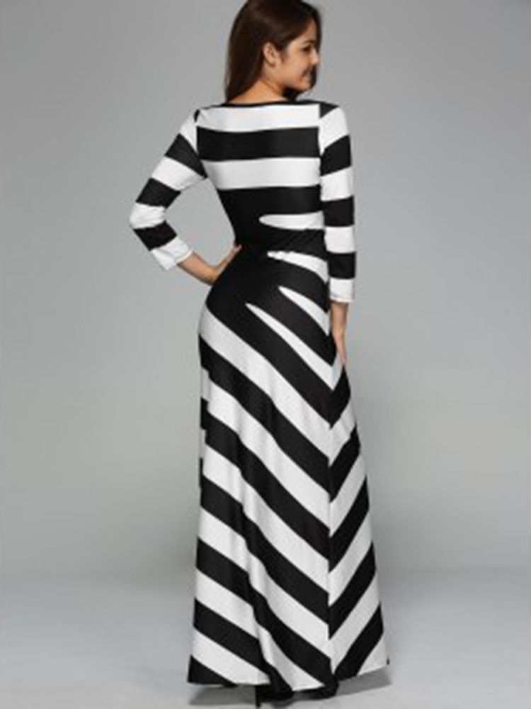 Scoop Stripe Color Block Block Maxikjole I Lengde