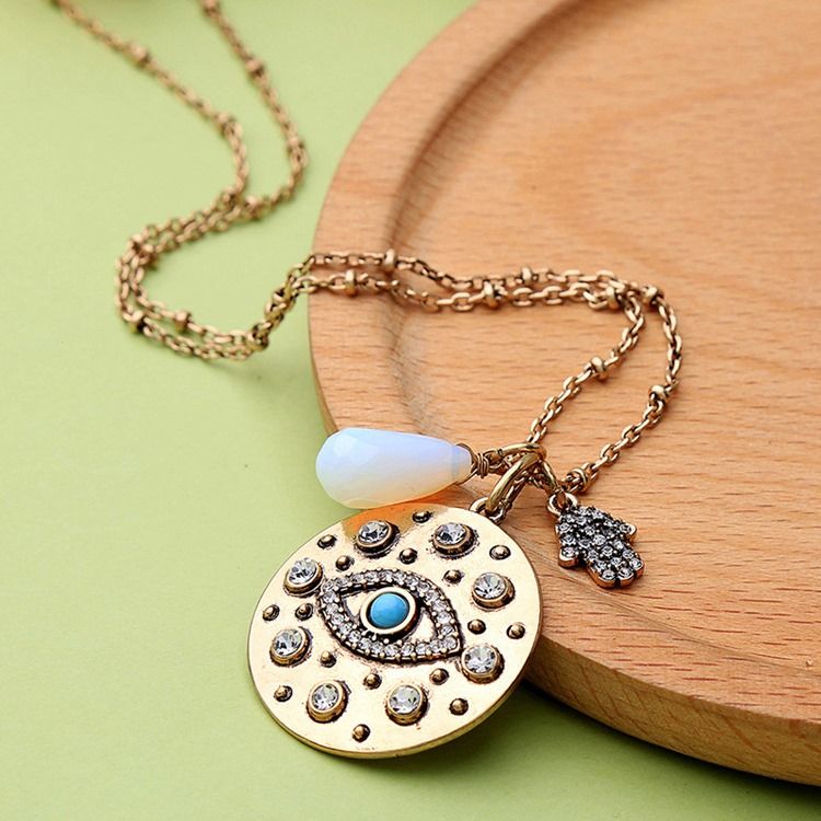 Bohemian Style Round Plate Necklace