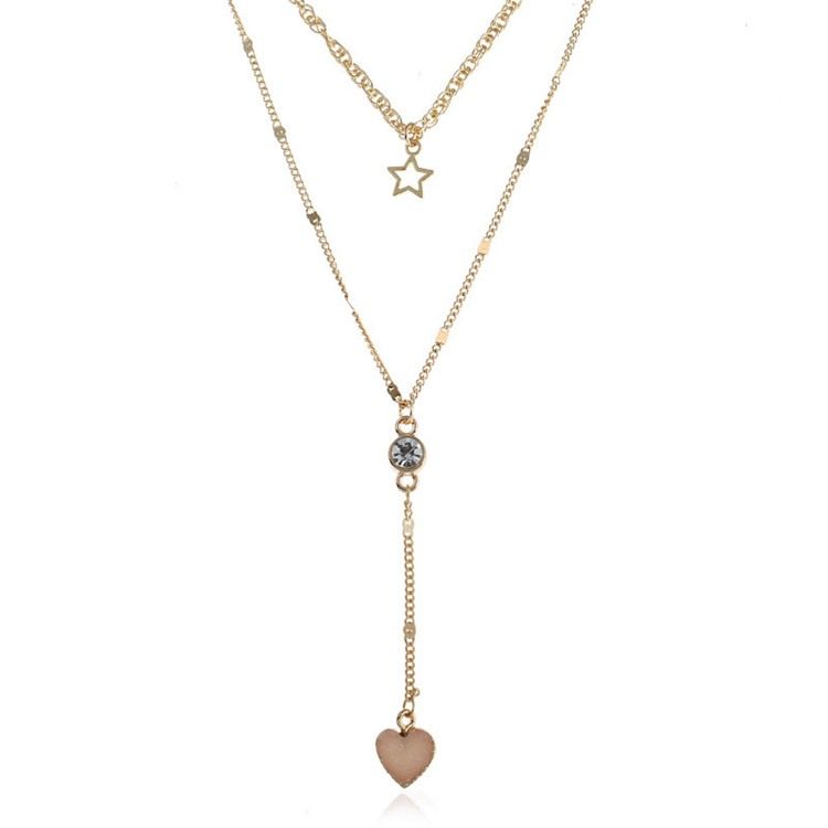 S Alluring Heart Pendant Long Dame Necklace