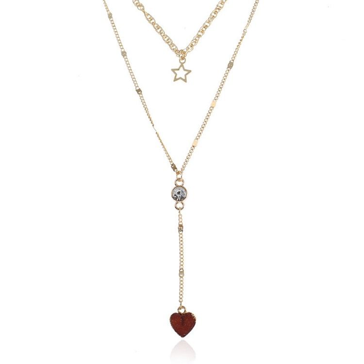 S Alluring Heart Pendant Long Dame Necklace