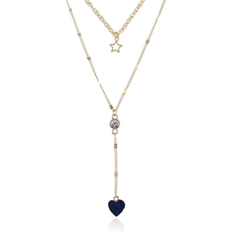 S Alluring Heart Pendant Long Dame Necklace