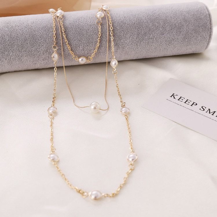 Sweet Pearl Inlaid Female Necklace