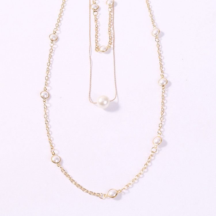 Sweet Pearl Inlaid Female Necklace