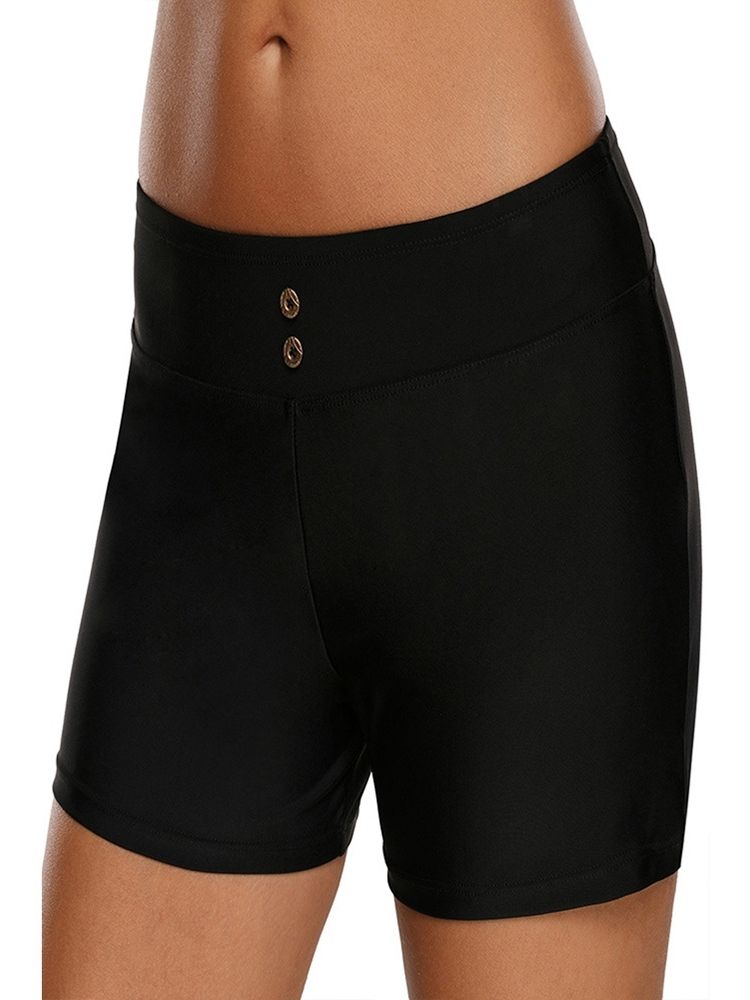 Plain Button-shorts For Kvinner