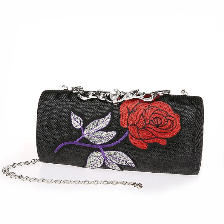 Floral Pattern Chain Chain Crossbody Bag