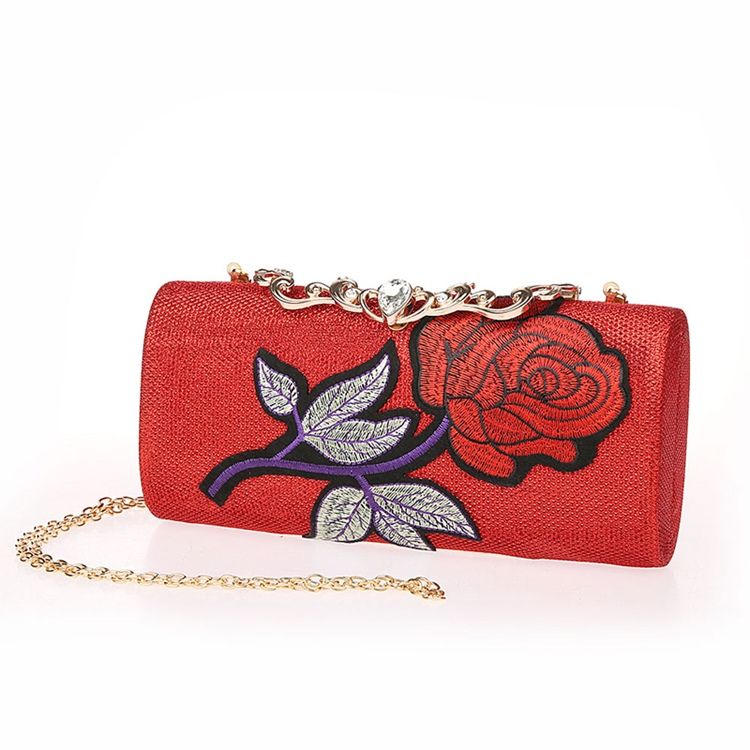 Floral Pattern Chain Chain Crossbody Bag