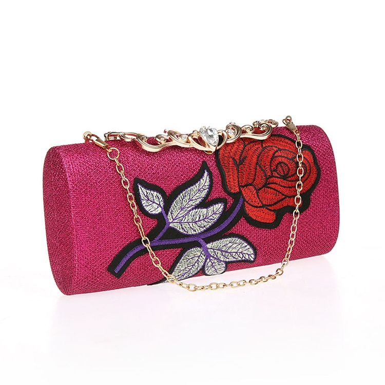 Floral Pattern Chain Chain Crossbody Bag