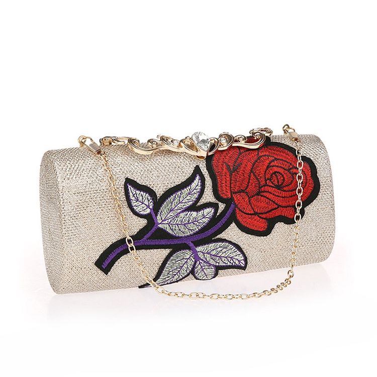 Floral Pattern Chain Chain Crossbody Bag