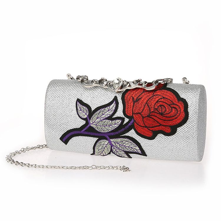 Floral Pattern Chain Chain Crossbody Bag