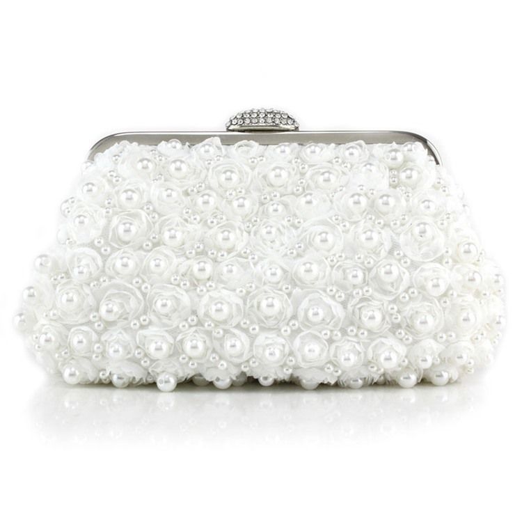 Floral Pearl Decoration Evening Clutch