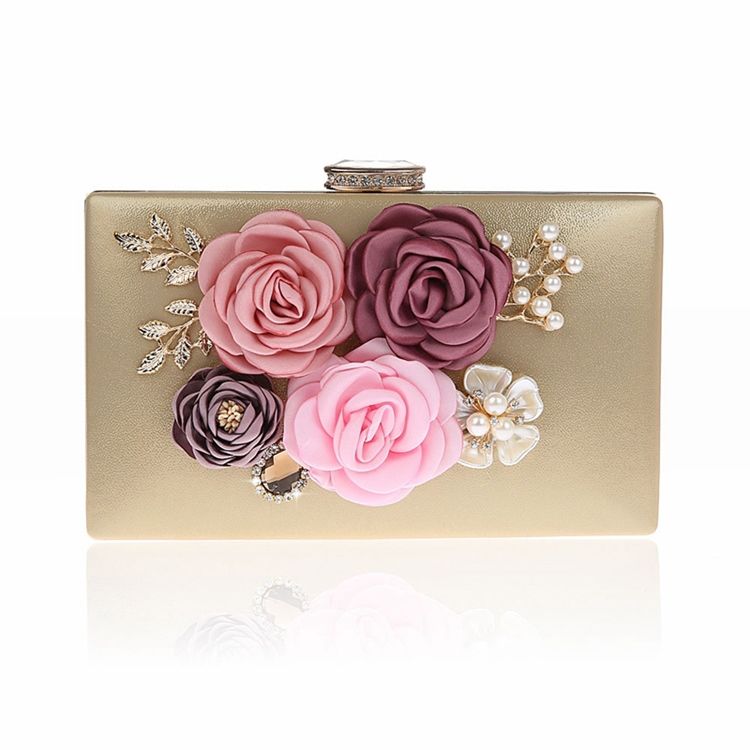 Floral Rhinestone Adornment Mini Clutch For Kvinner