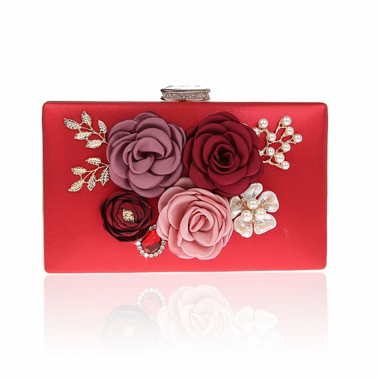 Floral Rhinestone Adornment Mini Clutch For Kvinner