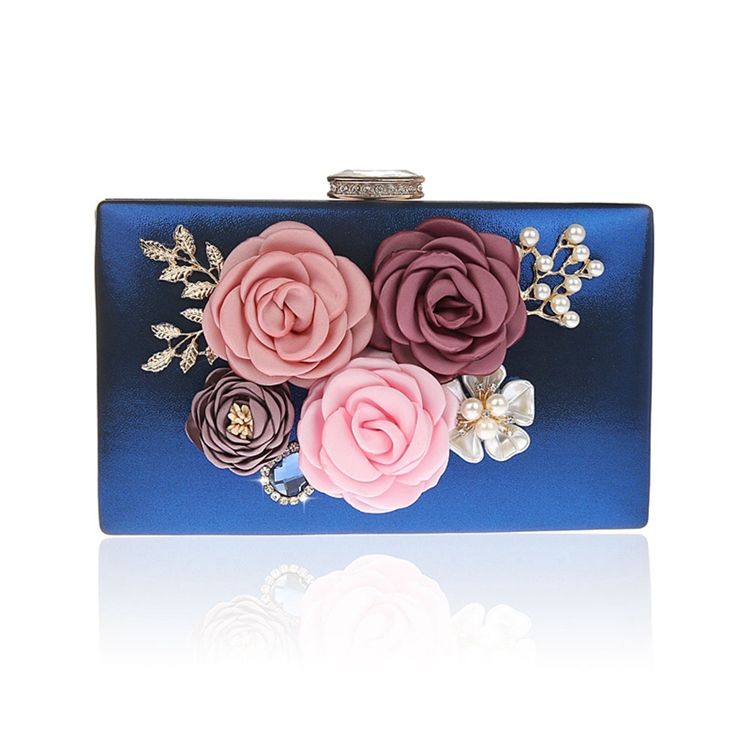 Floral Rhinestone Adornment Mini Clutch For Kvinner