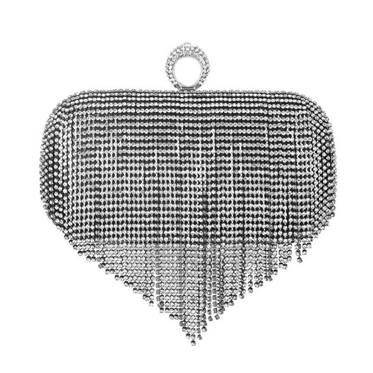 Fringe Rhinestone Allsidig Rektangel Clutcher Kveldsposer