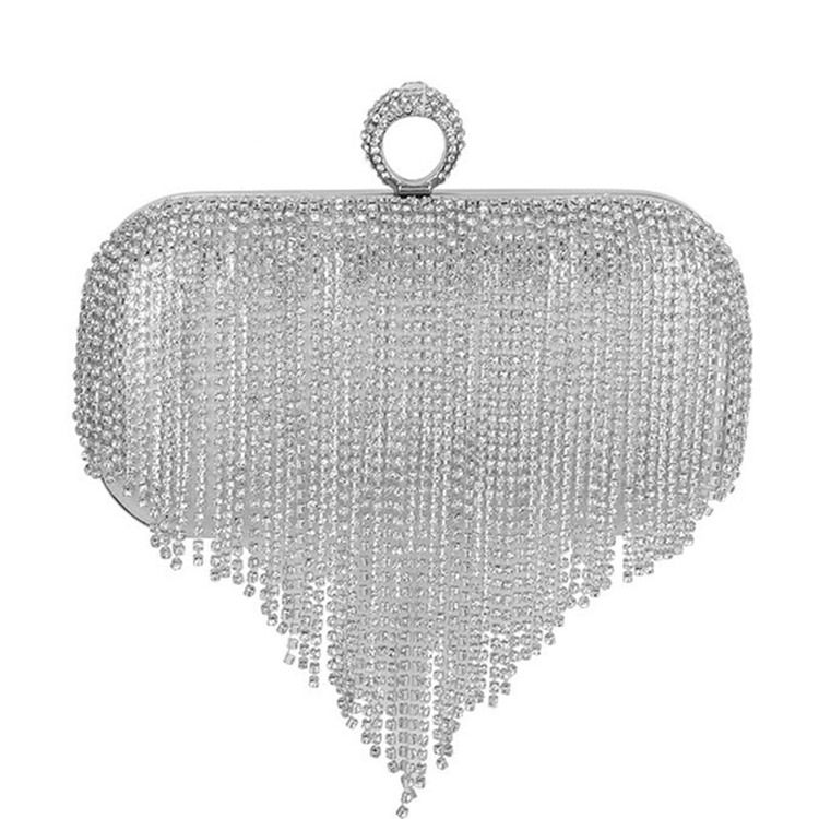 Fringe Rhinestone Allsidig Rektangel Clutcher Kveldsposer