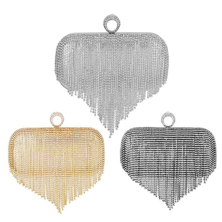 Fringe Rhinestone Allsidig Rektangel Clutcher Kveldsposer