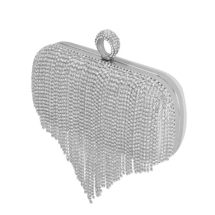 Fringe Rhinestone Allsidig Rektangel Clutcher Kveldsposer